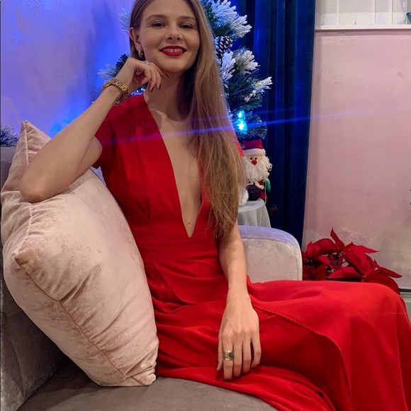 Long maxi elegant dress in red size S - Picture 5 of 11